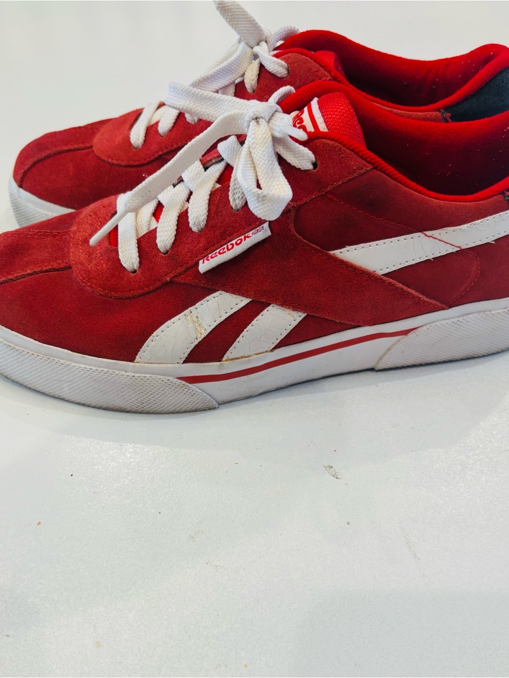 Reebok Red Suede Low-Top Sneakers with White Accents size 7.5 - Picture 10 of 12